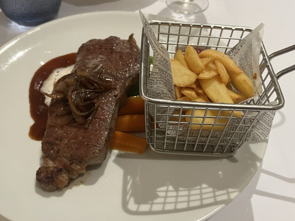 NY Strip and Fries from the Main Dining Room on Holland America's Rotterdam