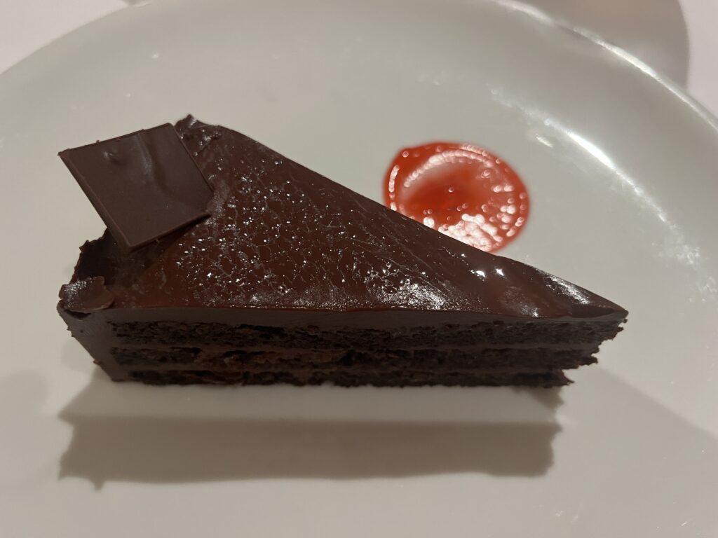 Whiskey Chocolate Cake from the Main Dining Room on Holland America's Rotterdam