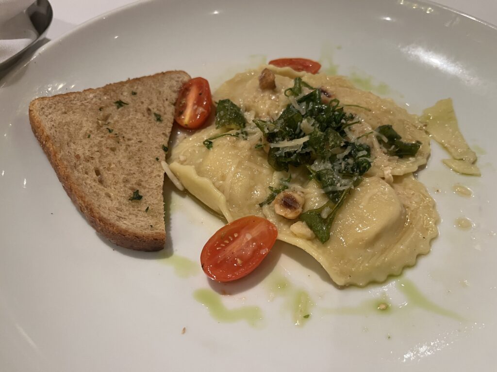 Raviole de Fromage from the main dining room on Holland America Line's Rotterdam