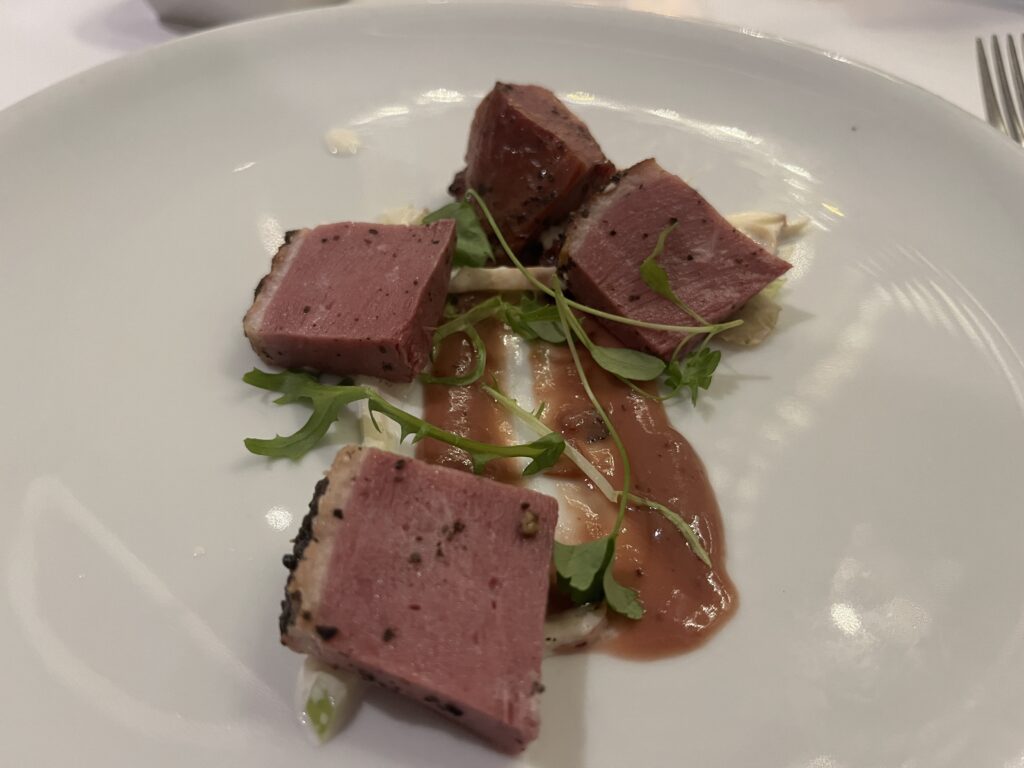 Seared Black Pepper Duck Breast from the Main Dining Room on Holland America's Rotterdam