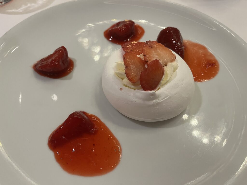 Strawberry Pavlova from the main dining room on Holland America's Rotterdam