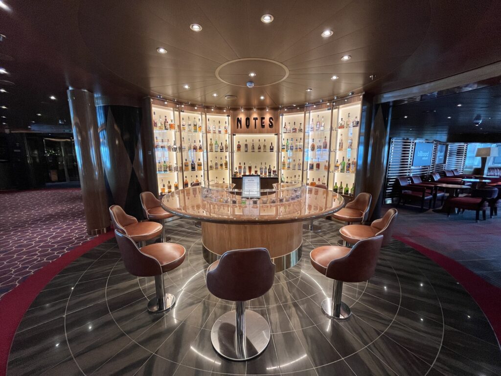 Notes whisky tasting bar on Holland America's Rotterdam