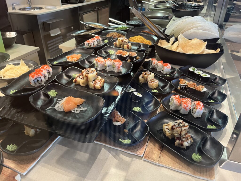 Sushi on the Lido Market buffet on Holland America's Rotterdam