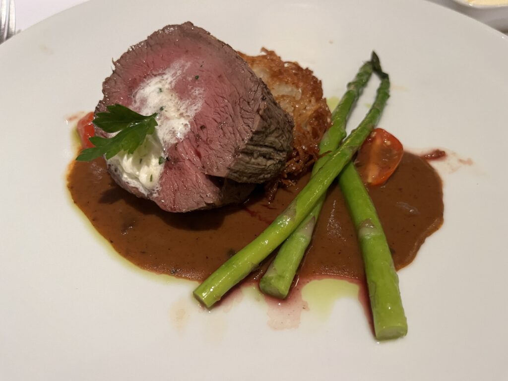 Filet from the main dining room on Holland America's Rotterdam