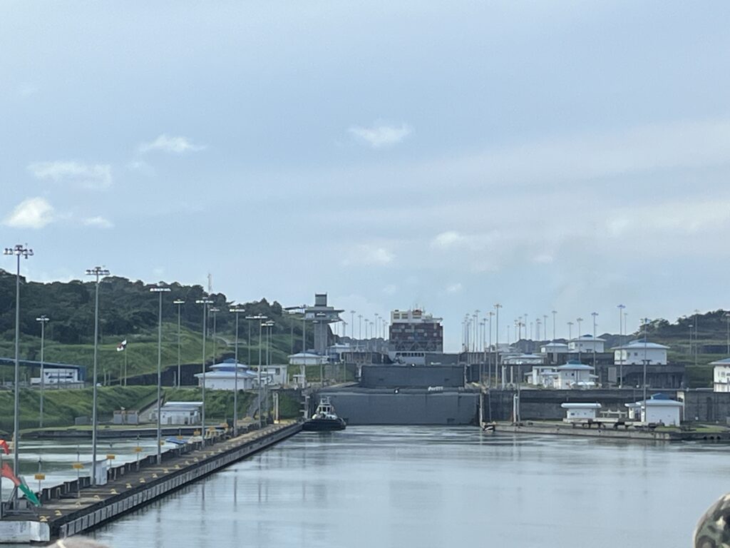 Rotterdam getting ready to enter the fist lock of the Panama Canal (new locks)