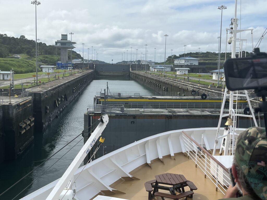 Rotterdam getting ready to enter the second lock of the Panama Canal (new locks)