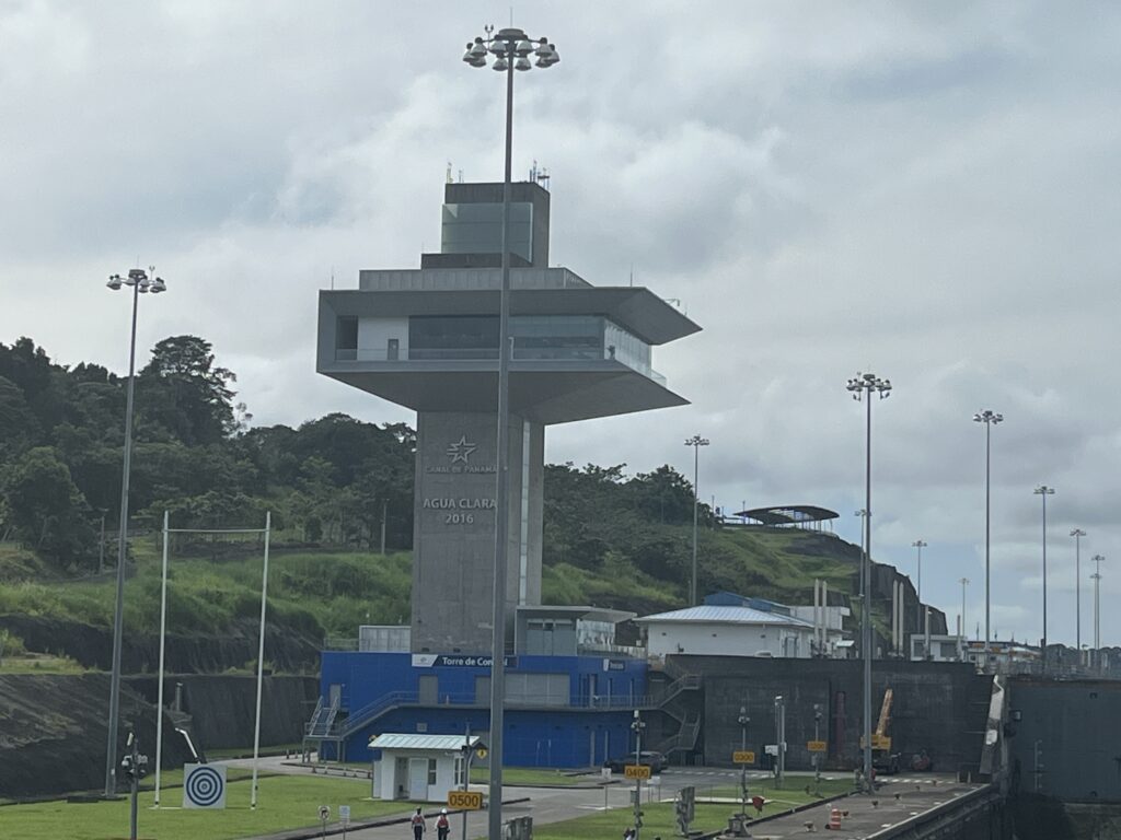 The control tower for the Agua Clara locks - the new locks on the Atlantic Side of the Panama Canal