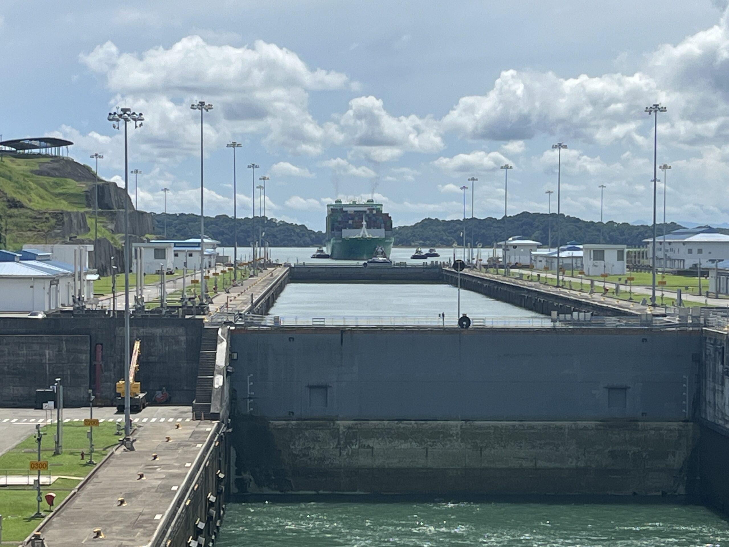 Rotterdam getting ready to enter the fist lock of the Panama Canal (new locks)