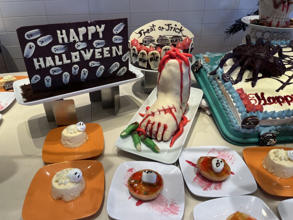 Halloween cakes and treats at the Lido Marketplace on Holland America Line's Rotterdam