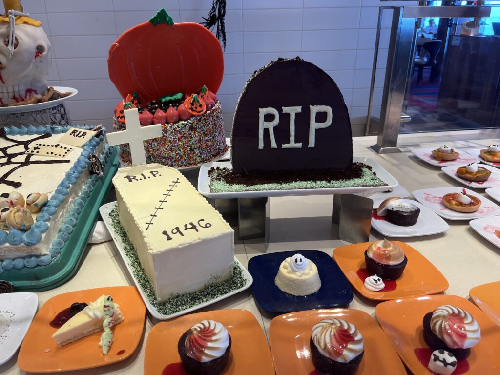 Halloween cakes and treats at the Lido Marketplace on Holland America Line's Rotterdam