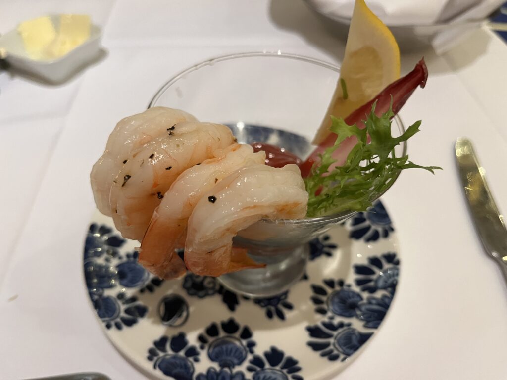 Jumbo Shrimp Cocktail from the Main Dining Room on Holland America's Rotterdam