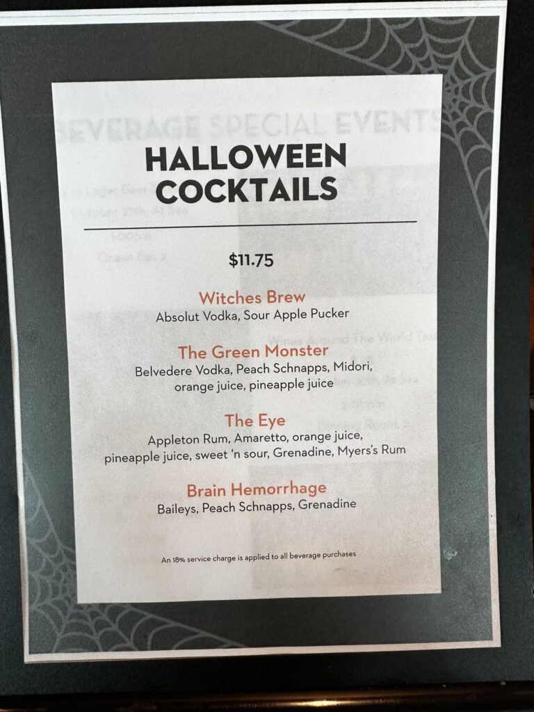 Special Halloween Cocktails on Holland America's Rotterdam