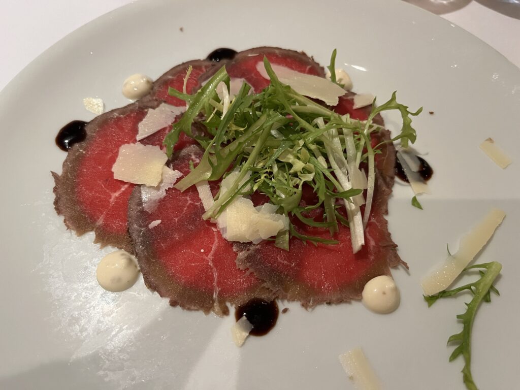 Beef Carpaccio from the Main Dining Room on Holland America's Rotterdam