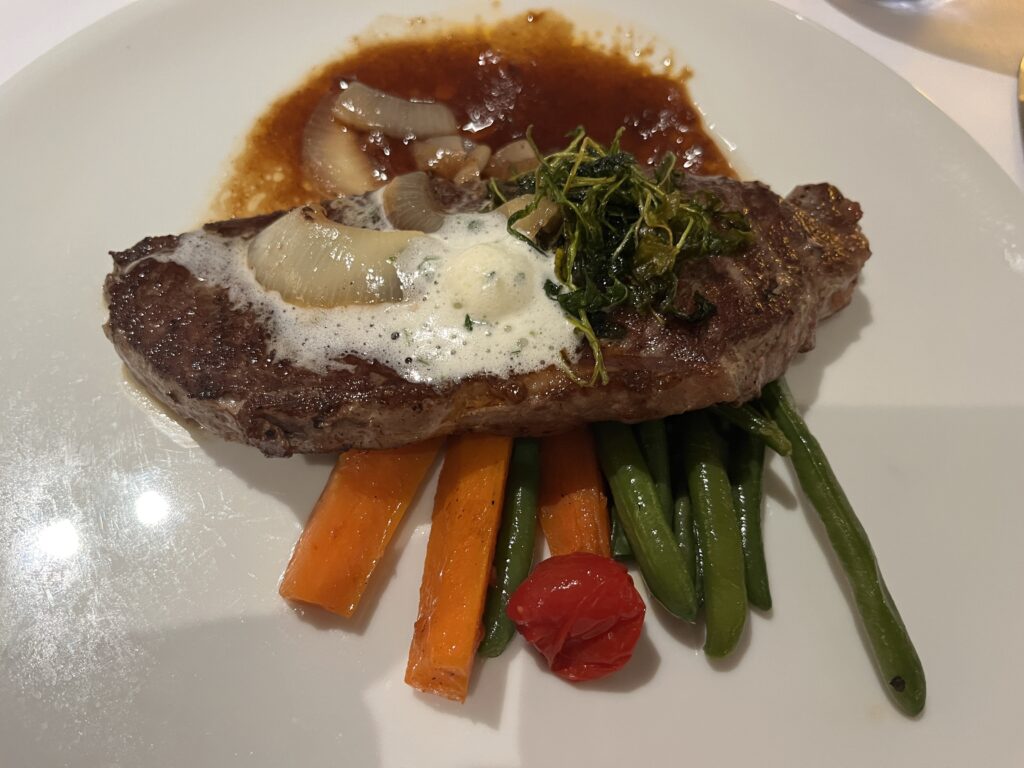 Strip steak from the Main Dining Room on Holland America's Rotterdam