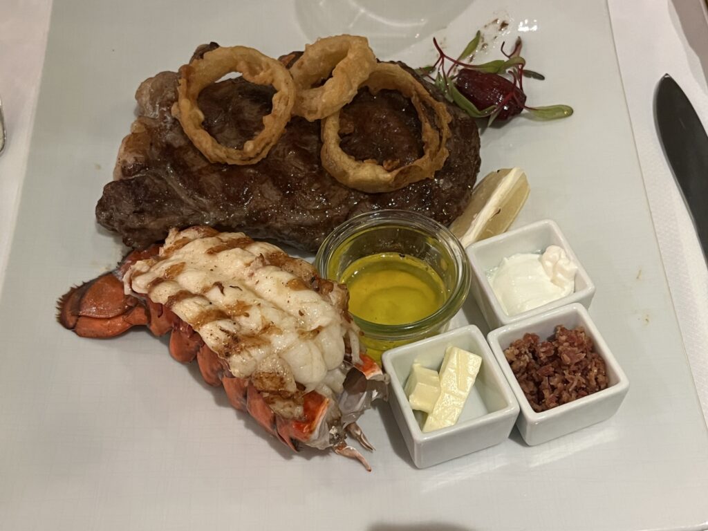 Ribeye and Lobster Tail from Pinnacle Grill on Holland America's Rotterdam