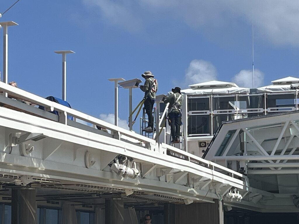 Starlink being installed on Holland America's Rotterdam