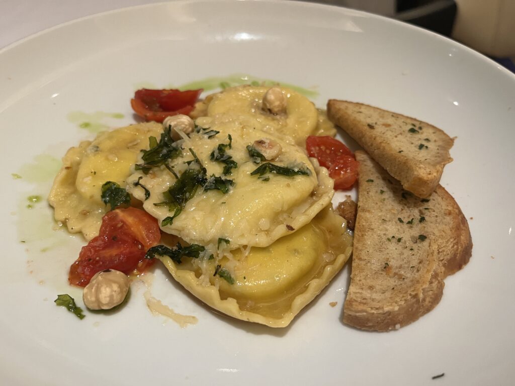 Cheese Ravioli from the main dining room on Holland America's Rotterdam