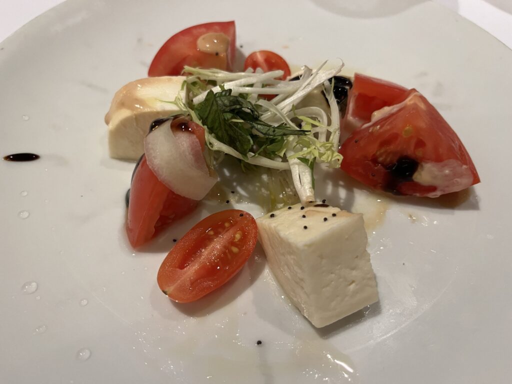 Tomato and Mozzarella Salad from the main dining room on Holland America's Rotterdam