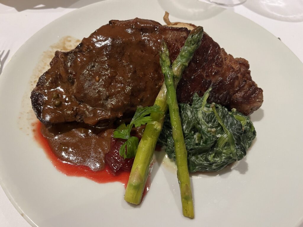 Pinnacle Grill Strip Steak from the main dining room on Holland America's Rotterdam