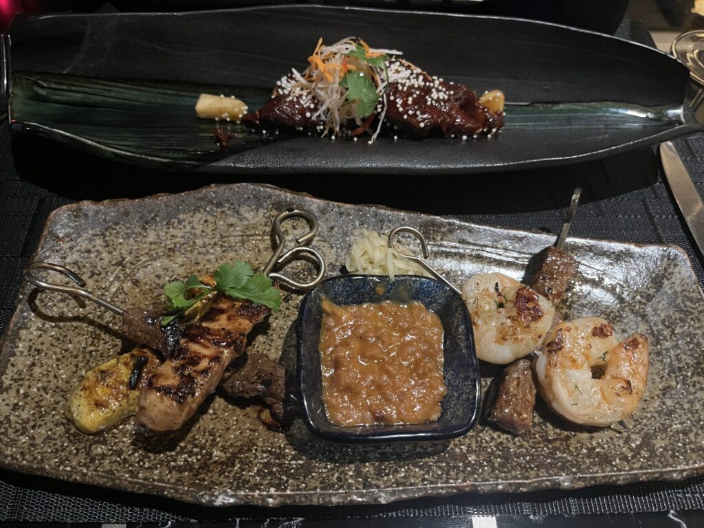 Satay Sampler and Chinese Five Spice Baby Back Ribs from Tamarind on Holland America's Rotterdam