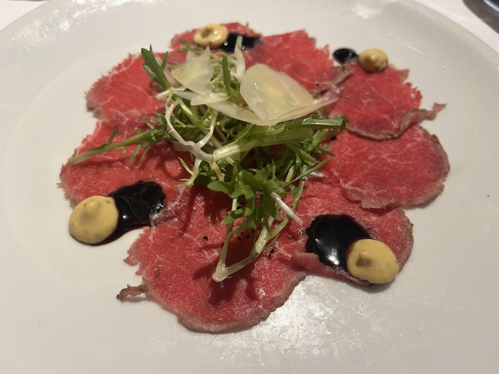 Beef Carpaccio from the main dining room on Holland America's Rotterdam