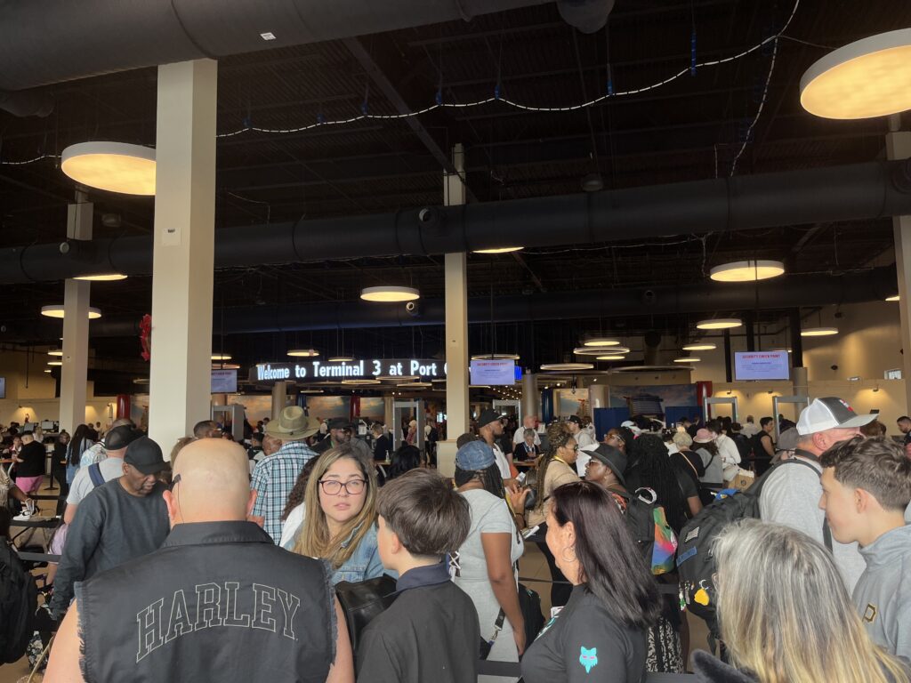 Waiting to board inside Terminal 3 at Port Canaveral