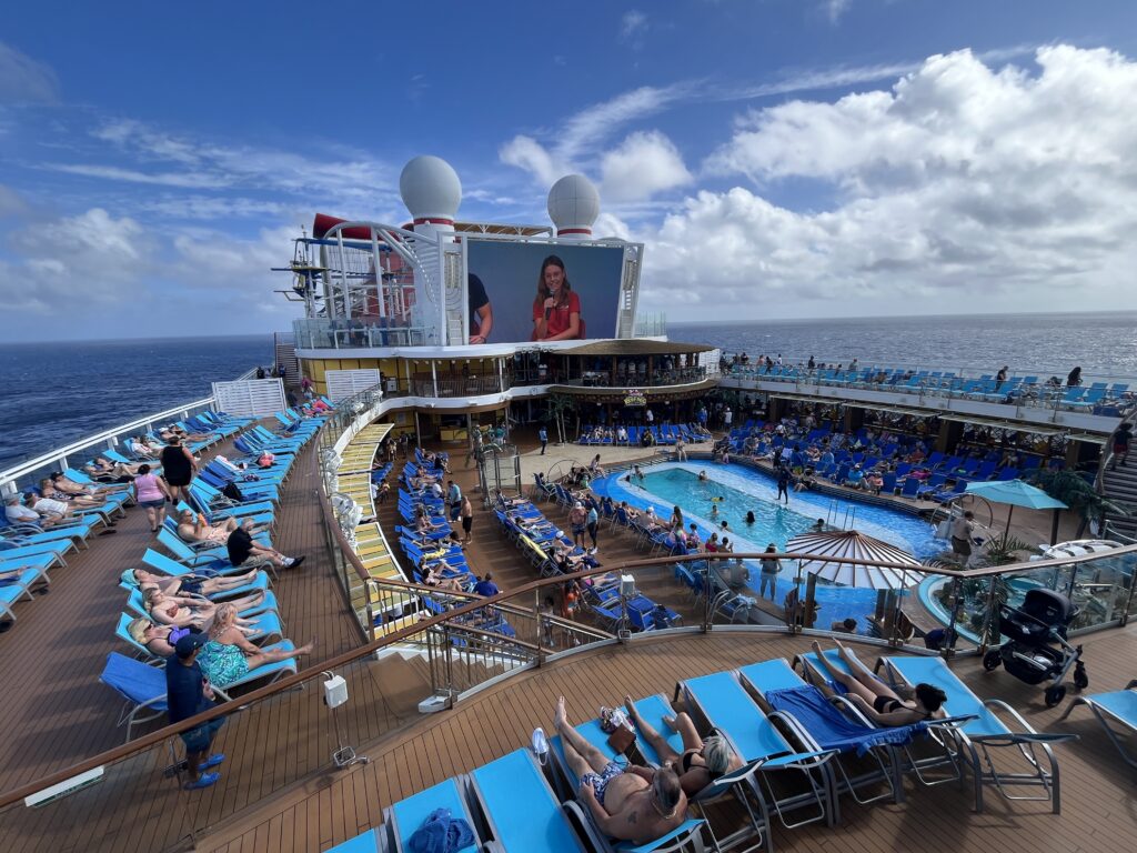 A sunny sea day onboard the Mardi Gras