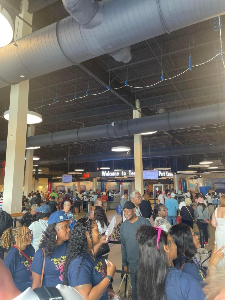 Waiting to board inside Terminal 3 at Port Canaveral