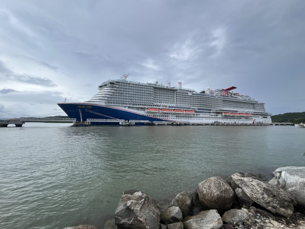 Carnival's Mardi Gras docked at Mahogany Bay