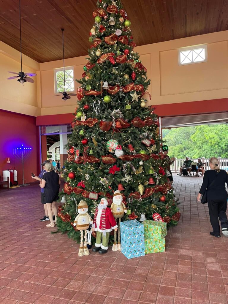 Christmas decorations up at Mahogany Bay