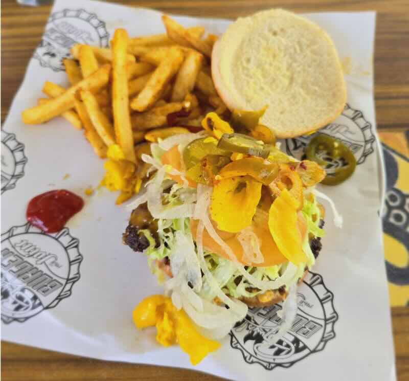 A burger from Guy's Burger Joint on Carnival Paradise