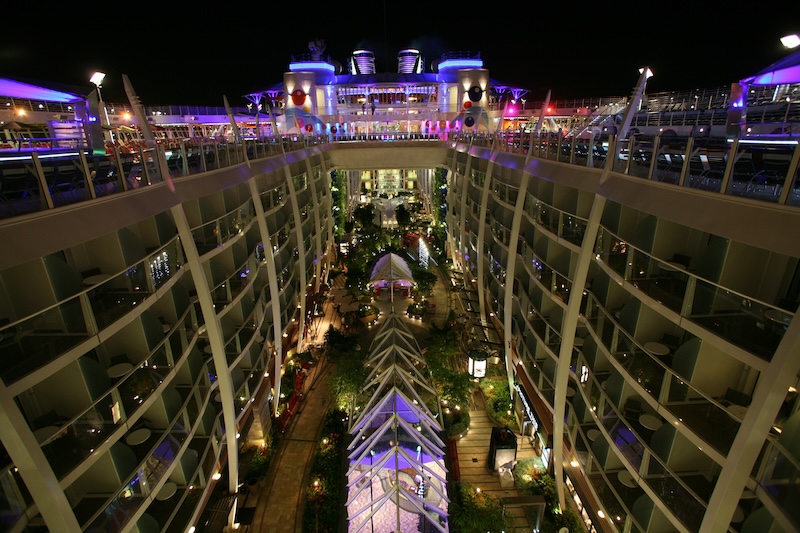 View of Central Park on Royal Caribbean International's Oasis of the Seas, one of the world's largest cruise ships.