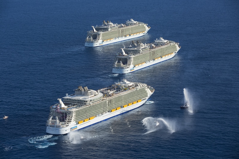 3 Sisters meeting at sea - Harmony of the Seas, Allure of the Seas and Oasis of the Seas offshore Port Everglades, FL