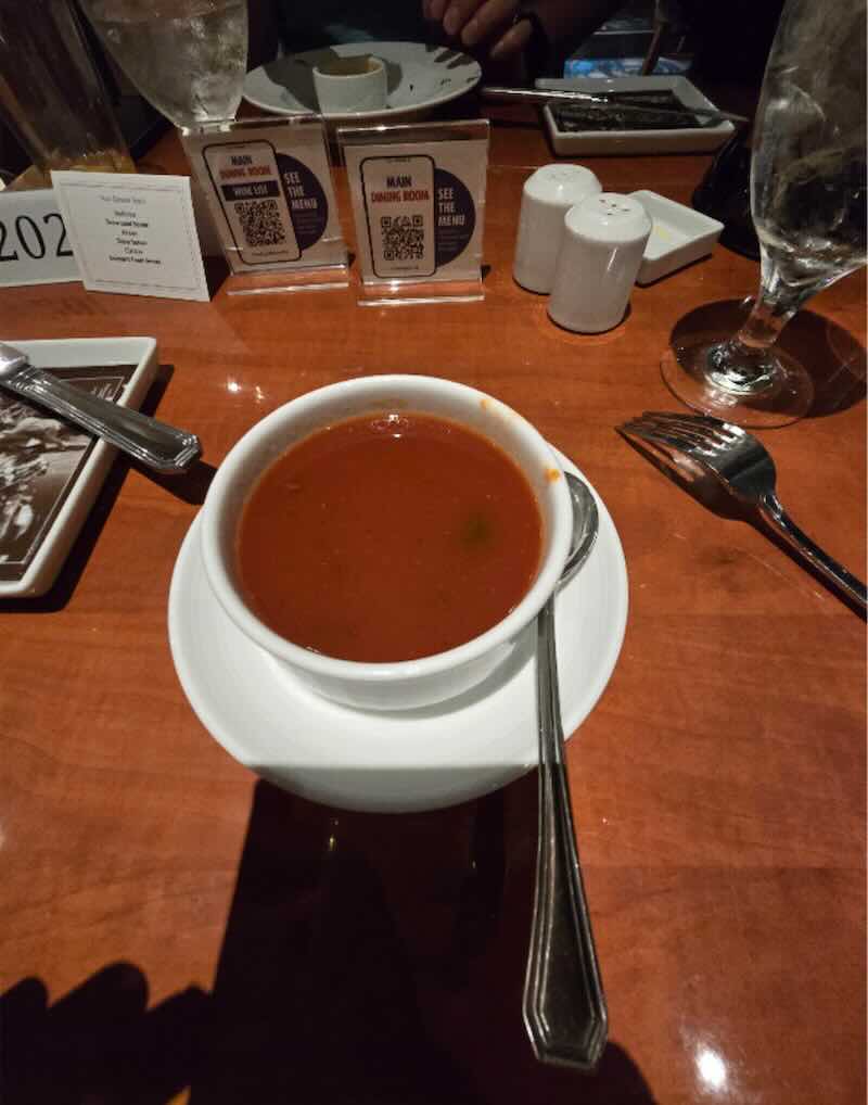 Roasted Tomato Soup from the Main Dining Room on Carnival Paradise