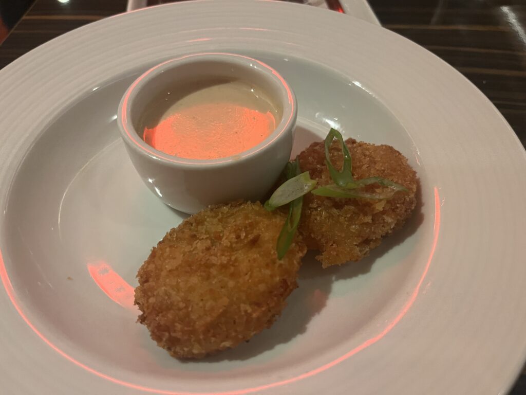 Fried Tomatoes from the main dining room on Carnival Celebration