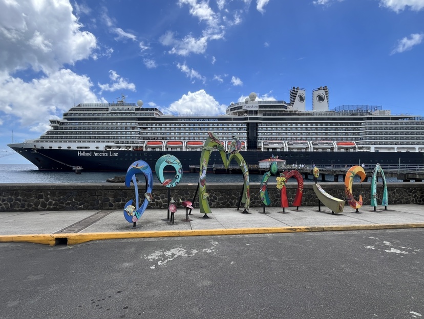 The Eurodam docked in Roseau, Dominica