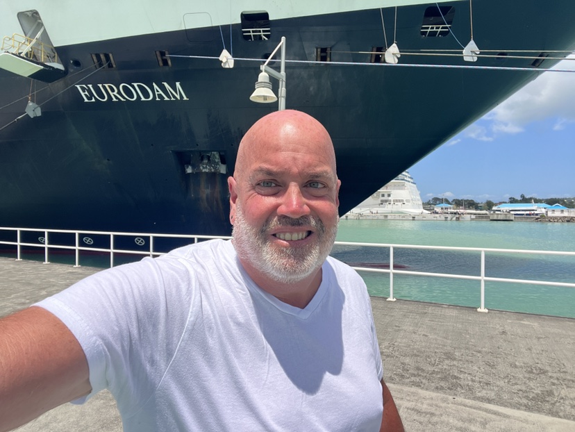 Yours truly in front of the Eurodam in St. John's.