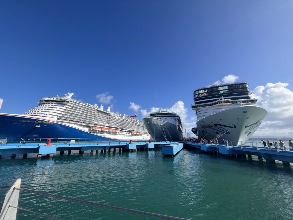 Carnival Celebration, Grandeur of the Seas and Norwegian Epic docked in San Juan 