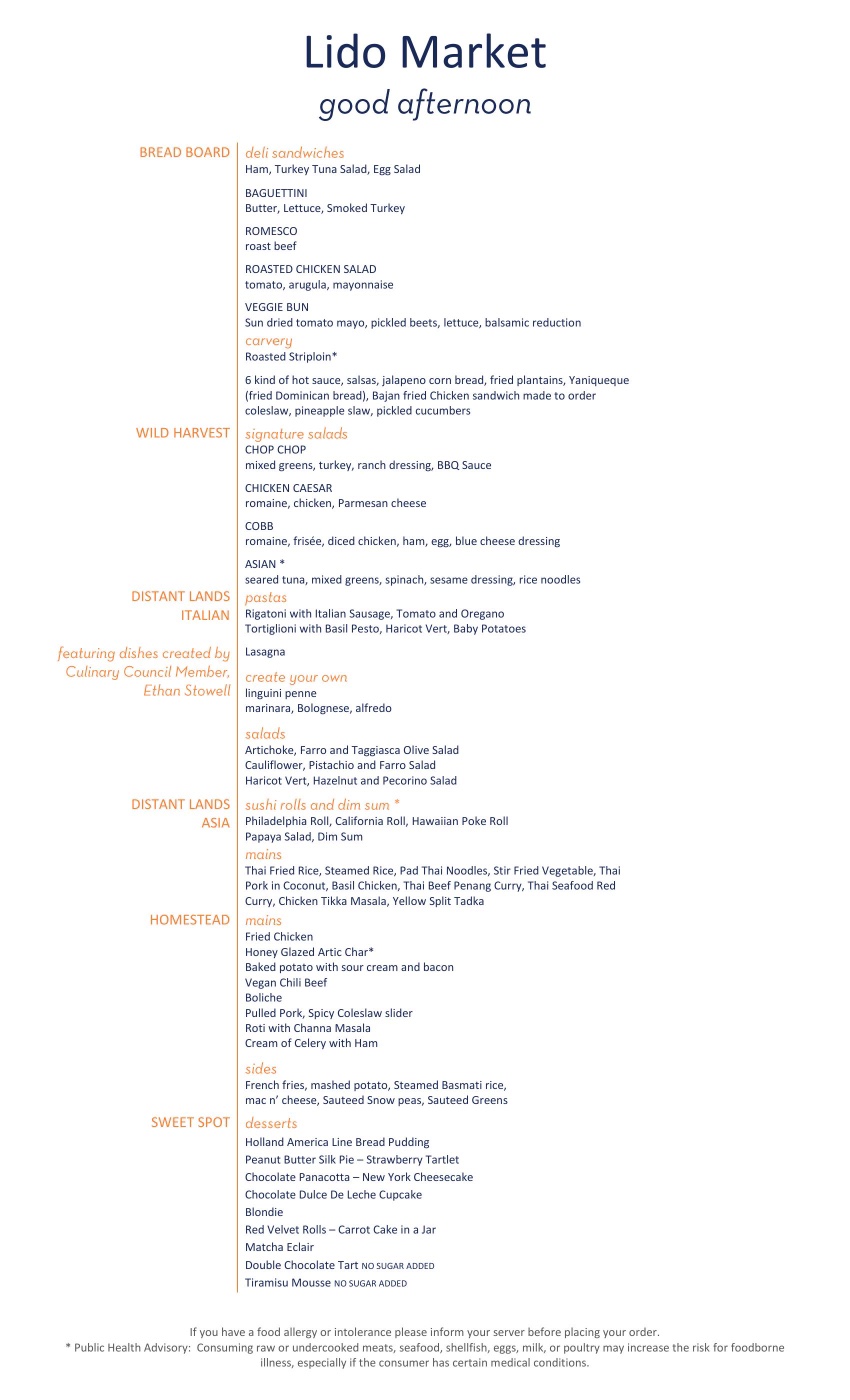 Lido Market Lunch Menu