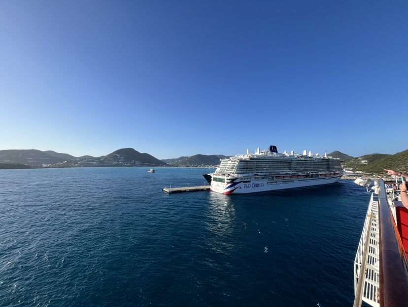 Sailing away from St. Maarten on the Eurodam