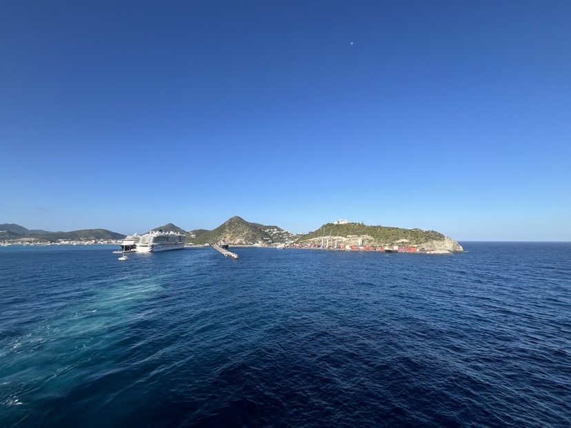 Sailing away from St. Maarten on the Eurodam