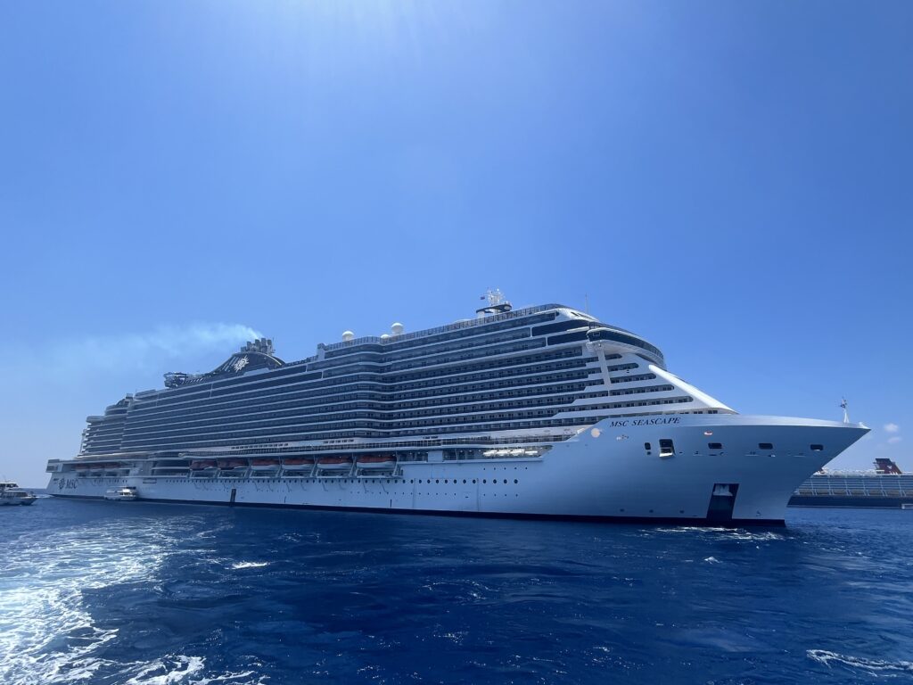 MSC Seascape anchored off Grand Cayman