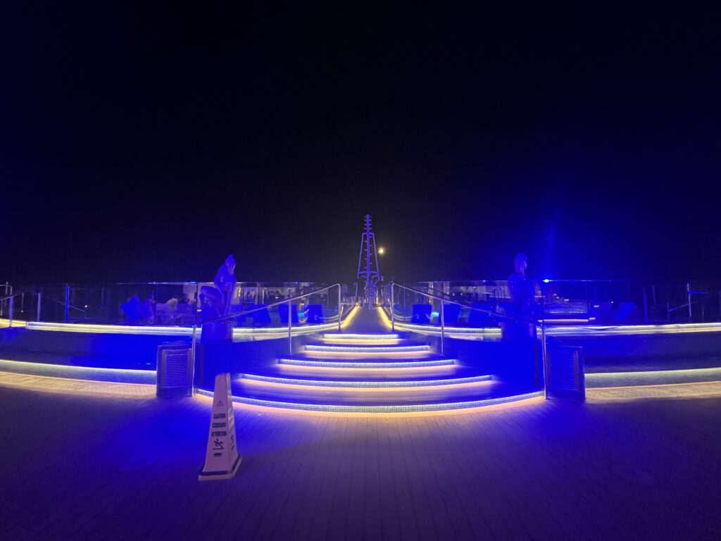 Full moon as viewed from the aft of the MSC Seascape