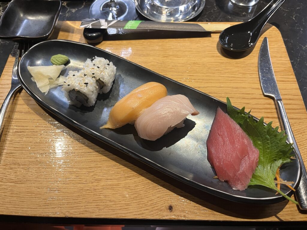 Sushi starter from Kaito Teppanyaki on MSC Seaside