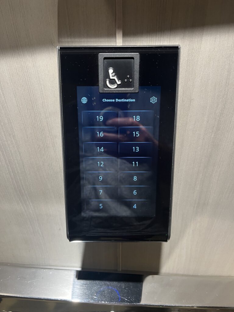 Elevator touch screen on MSC Seascape