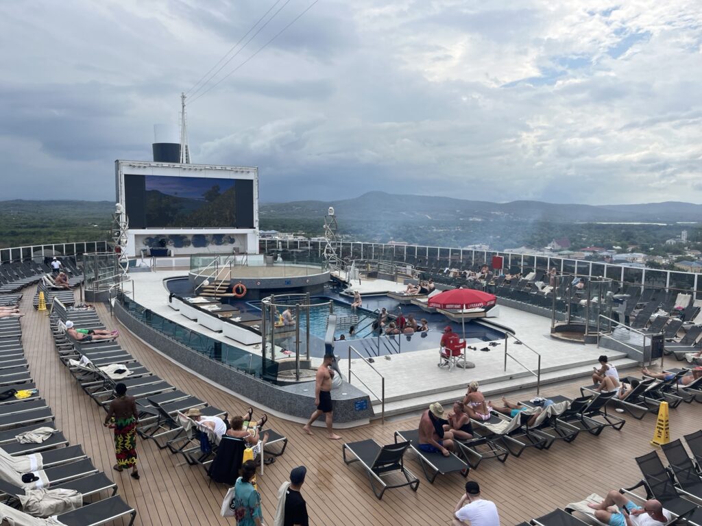 An uncrowded pool during our port call in Jamaica