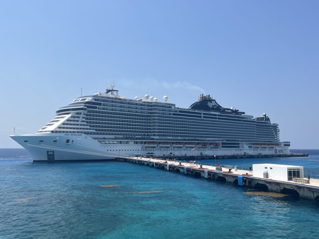 MSC Seascape docked at the Punta Langosta port in Cozumel, Mexico