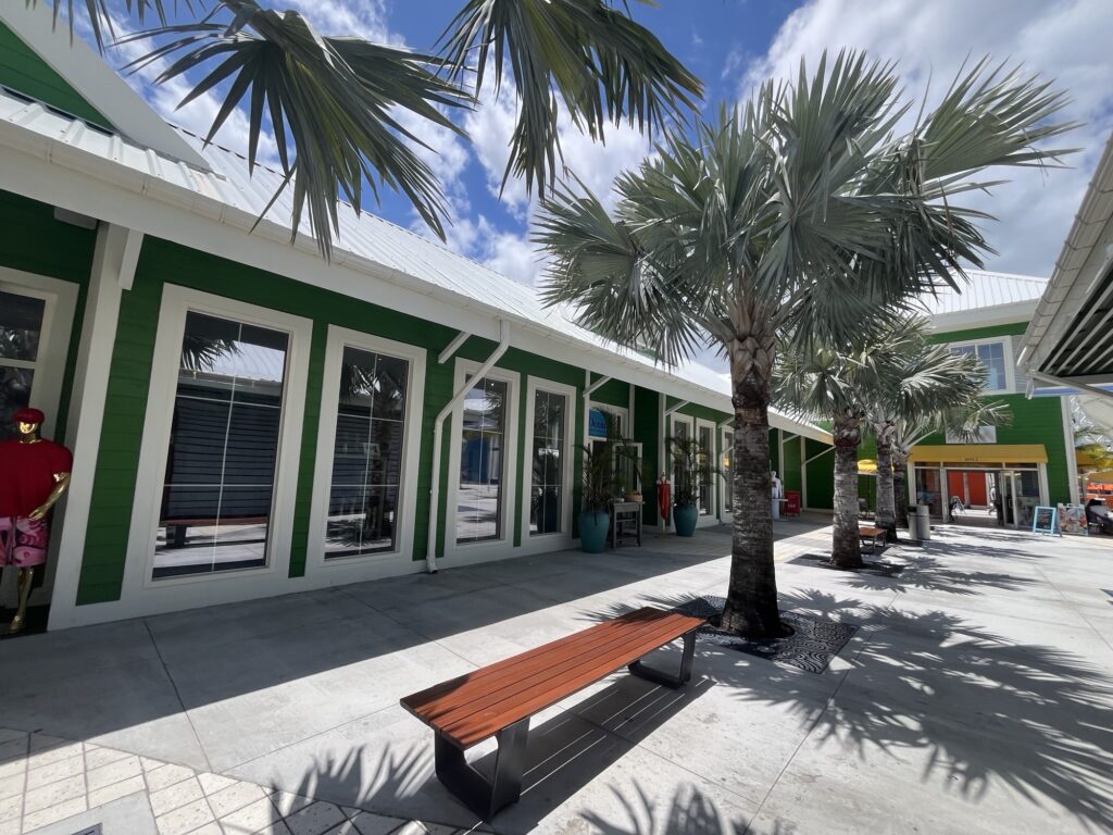 Shops and restaurants at the port in Nassau, Bahamas