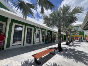 Shops and restaurants at the port in Nassau, Bahamas