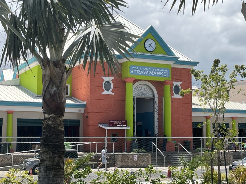 The "World Famous Straw Market" is directly across the street from the port and outside the security zone.